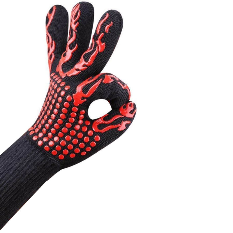 BBQ Gloves High Temperature Resistance Oven Mitts 500 800 Degrees Fireproof Barbecue Heat Insulation Microwave Oven Gloves