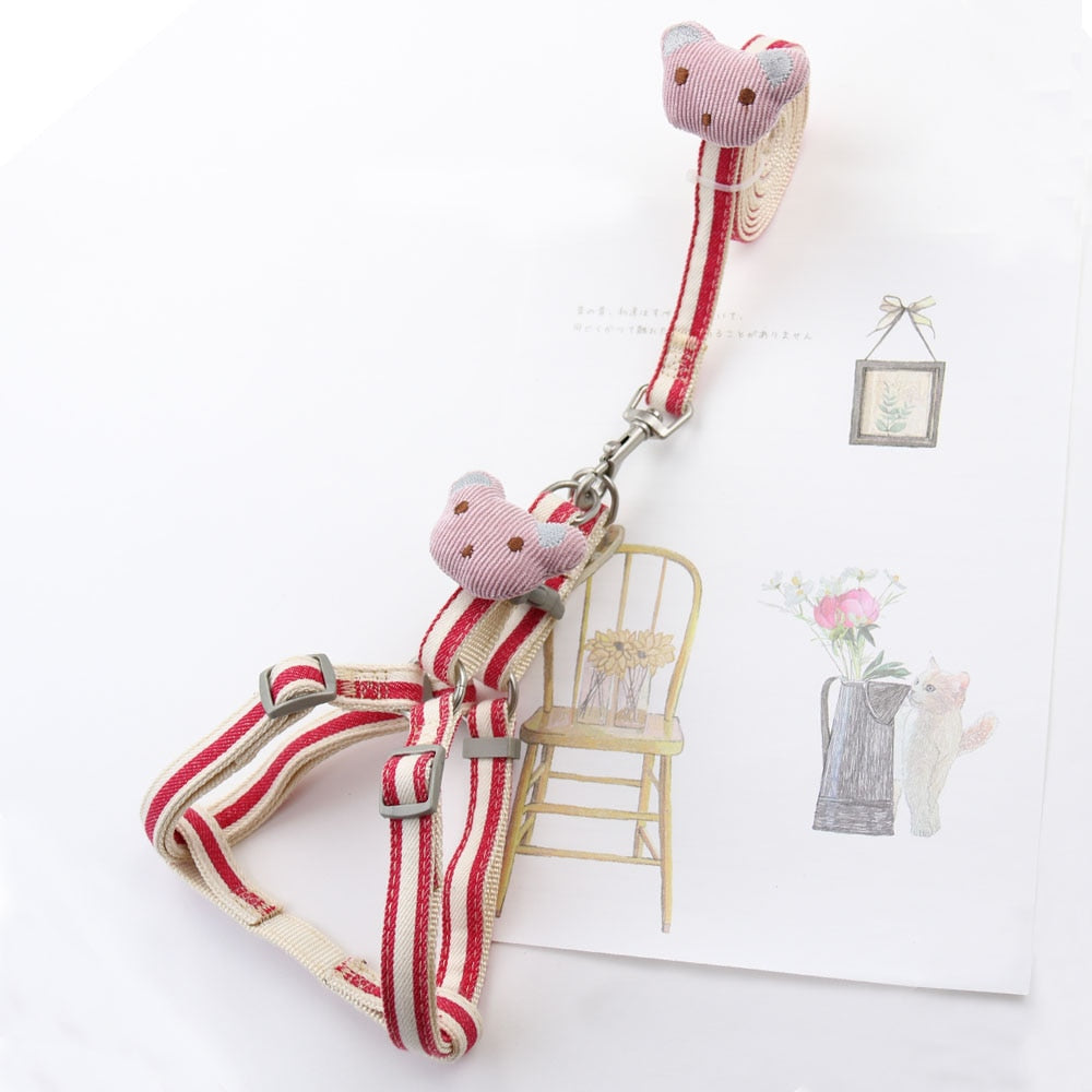 Dog Harness Leash Set Adjustable Printing Cat Harnesses for Small Medium Dogs Leashes Walking Dog Supplies