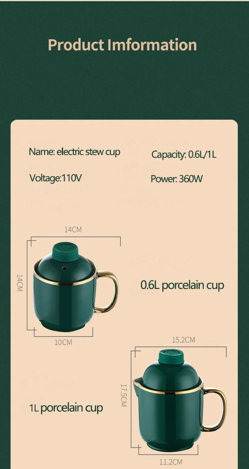 110V/220V Health Cup Home Electric Kettle Heating Cup Office Tea Maker 9.5h Appointment Electric Stew Cup Auto Keep Warm 600ml