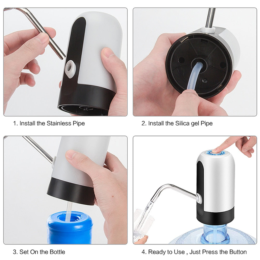 Mini Barreled Electric Liquid Bottle Pump USB Charge Automatic Portable Home Drinking Water Dispenser