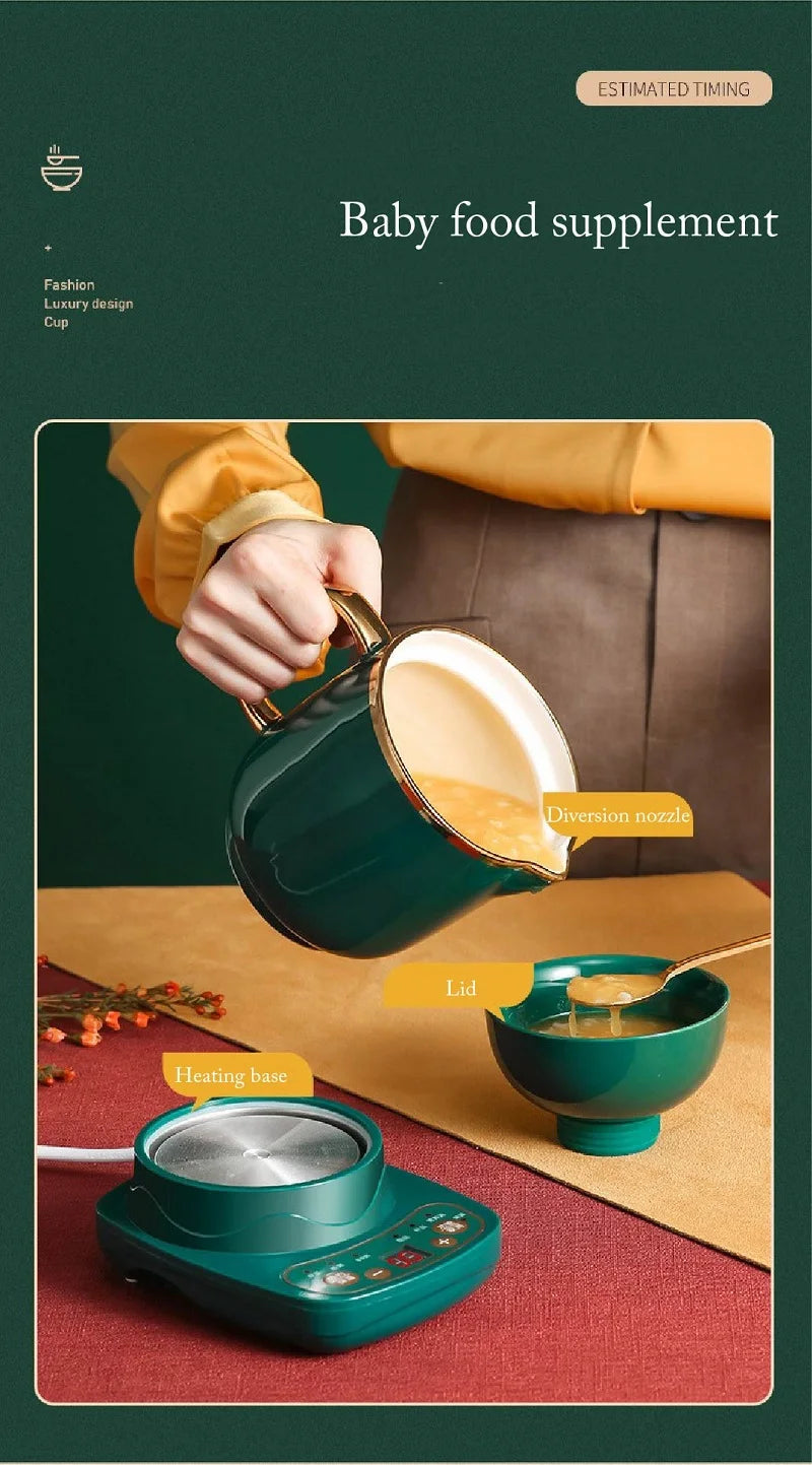 110V/220V Health Cup Home Electric Kettle Heating Cup Office Tea Maker 9.5h Appointment Electric Stew Cup Auto Keep Warm 600ml