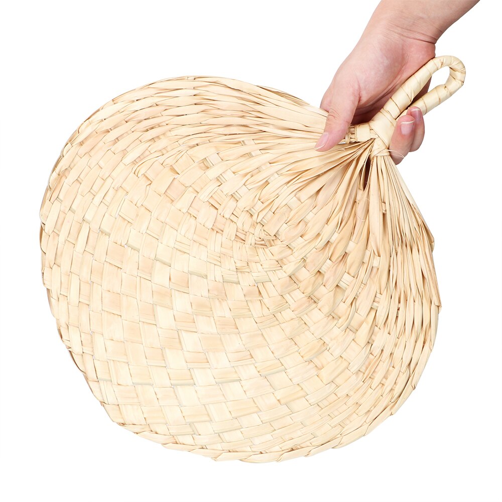 Manual Straw Hand Fans Hand-woven Palm Leaf Hand Fan Chinese Style Summer Cooling Mosquito Repellent Handmade Straw Fan