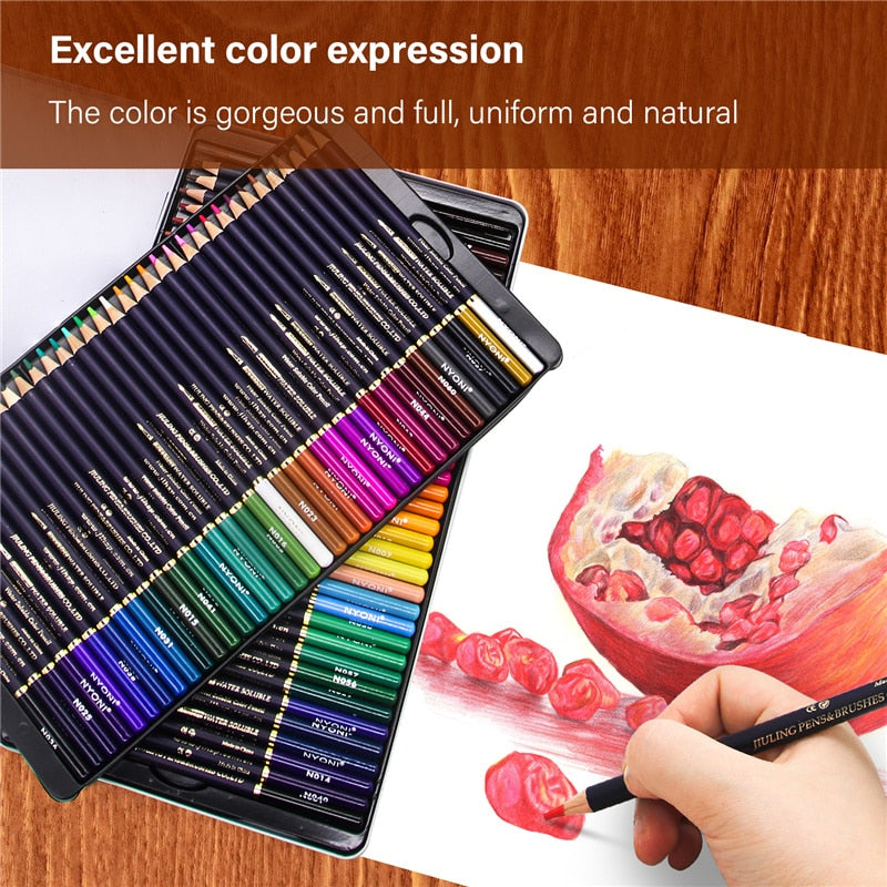 Watercolor Pencils Art Iron box Colored Pencil 36 48 72 100Colors lapis de cor Professional Pencils For Drawing School Supplies