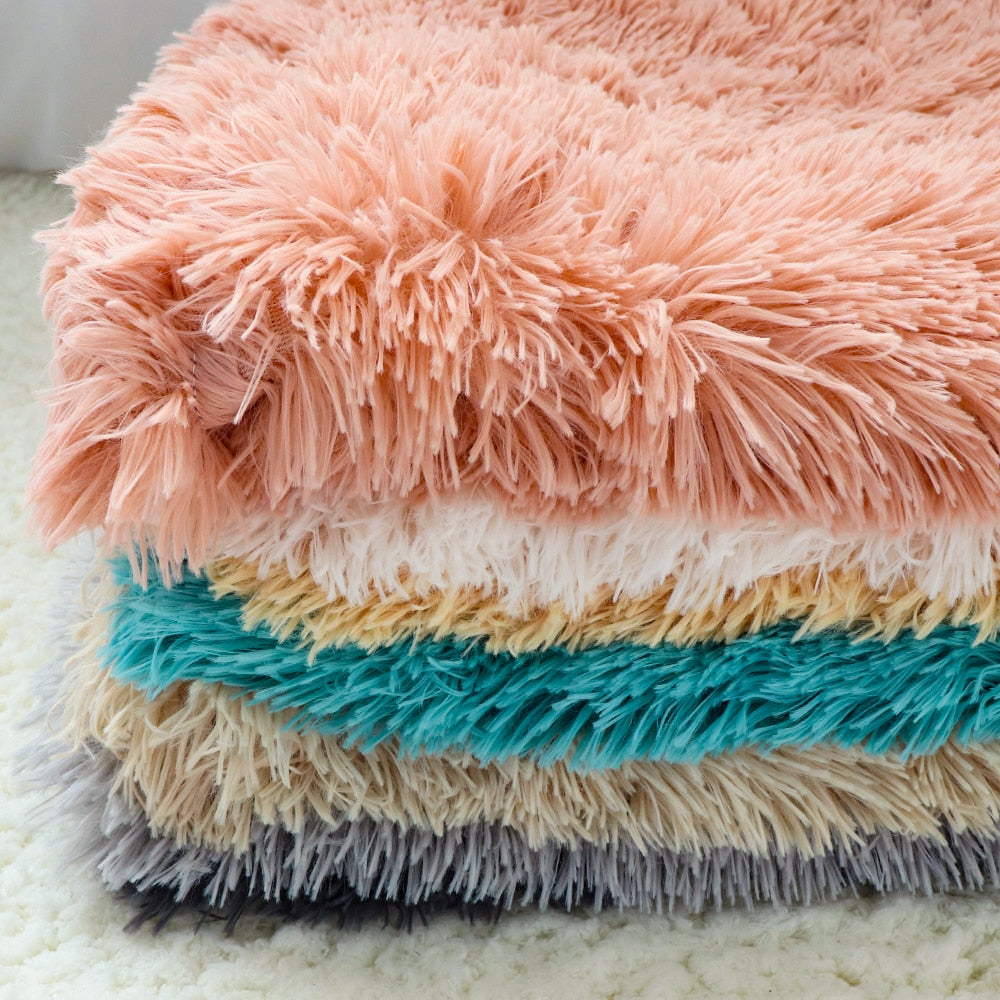 Soft Dog Mat Blanket Fluffy Long Plush Pet Puppy Cat Bed Mattress For Small Medium Dogs Cats Warm Sleeping Cover Dog Supplies