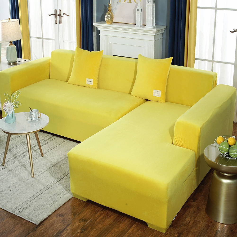 2022 Velvet L Shaped Sofa Cover For Living Room Elastic Furniture Couch Slipcover Chaise Longue Corner Sofa Covers Stretchable