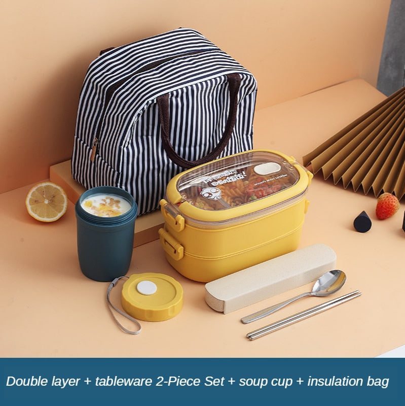 Multi-Layer Bento Box Japanese Style Portable Outdoor 304 Stainless Steel Thermal Lunch Box for Kids with Compartment Food Boxs