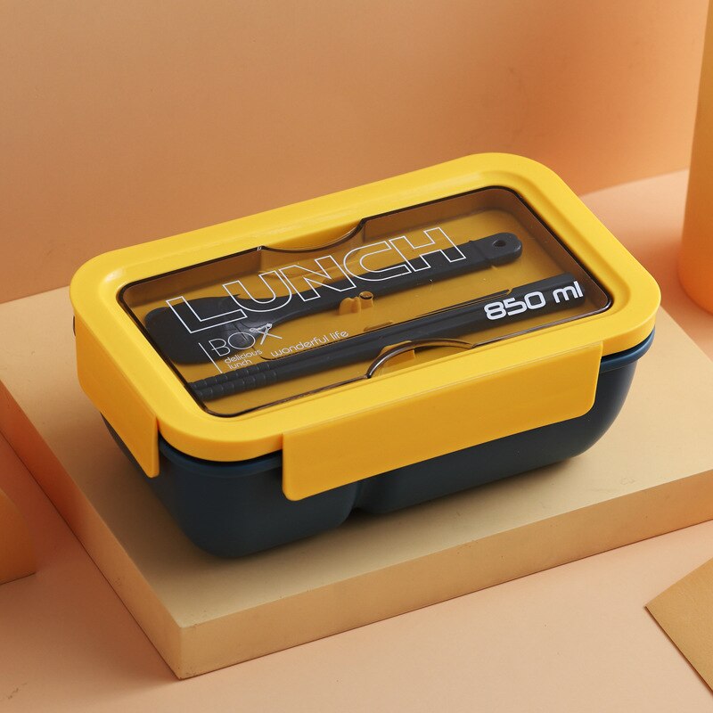 850ml/1100ml Portable Lunch Box Food Container Microwave Oven Lunch Bento Boxes Lunchbox With Cutlery Sets