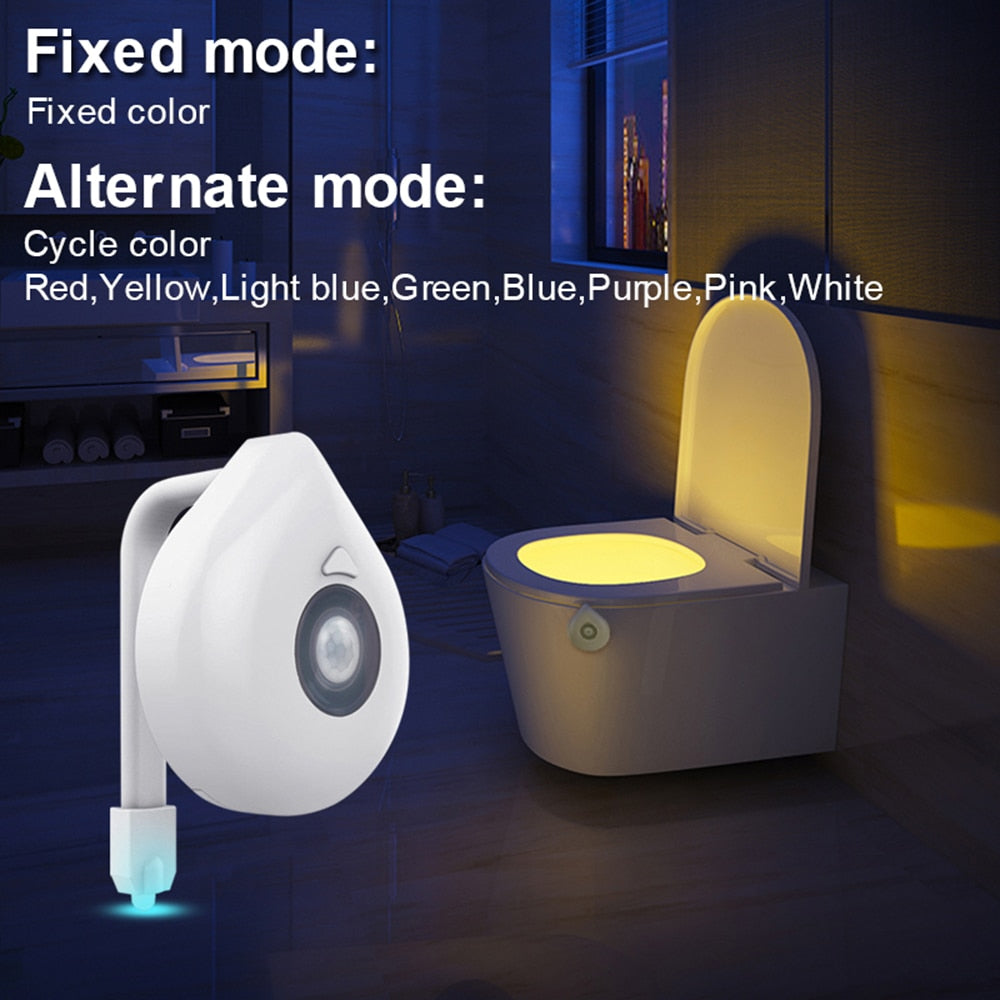 LED 8 Colors Toilet Decorative Light Waterproof Motion Sensor Bathroom Night Light with Replaceable Battery IP65 for RestroomLED