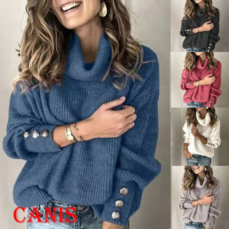 Plus Size Women's Winter Long Sleeve Sweater Autumn Sweat Turtleneck Fashion New Ladies Jumper Pullover Tops