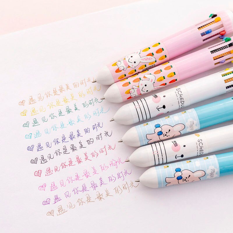 10 Colors Ballpoint Pen Kawaii Stationery Cute Pens