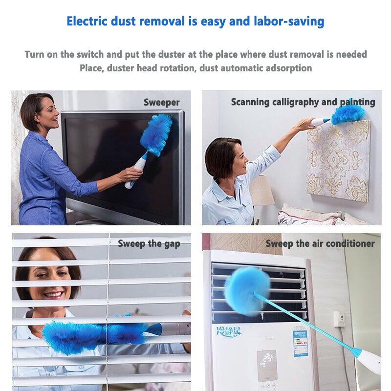 Rechargeable Electric Spin Feather Duster Brush Removal Adjustable Cleaning Brush 360° Dust Cleaner Household Cleaning Tool