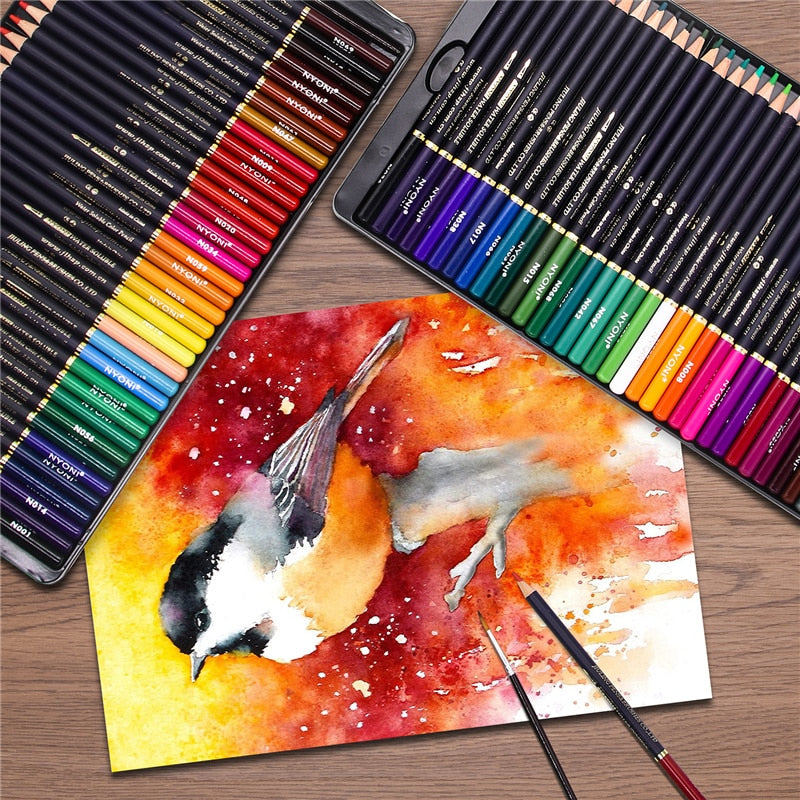 Watercolor Pencils Art Iron box Colored Pencil 36 48 72 100Colors lapis de cor Professional Pencils For Drawing School Supplies