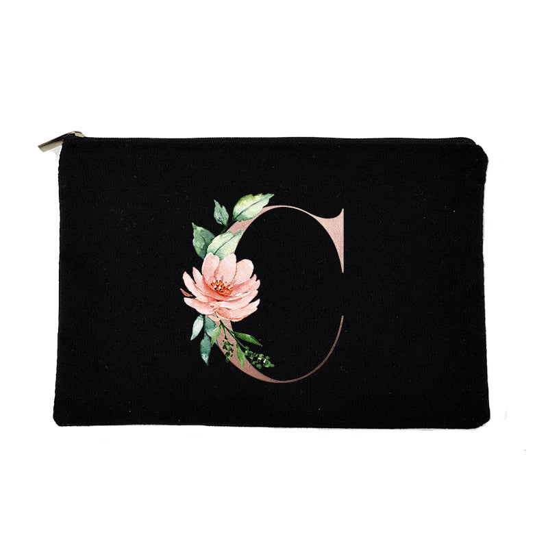 Letter Print Women Cosmetic Bag Bridesmaid MakeUp Case Beauty Toiletries Organizer Wash Storage Pouch Wedding Party Bride Gifts