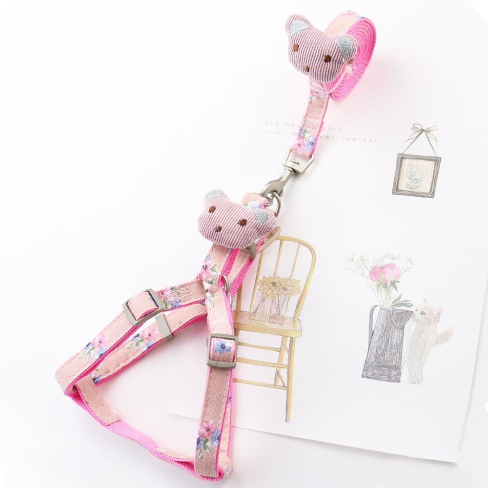 Dog Harness Leash Set Adjustable Printing Cat Harnesses for Small Medium Dogs Leashes Walking Dog Supplies