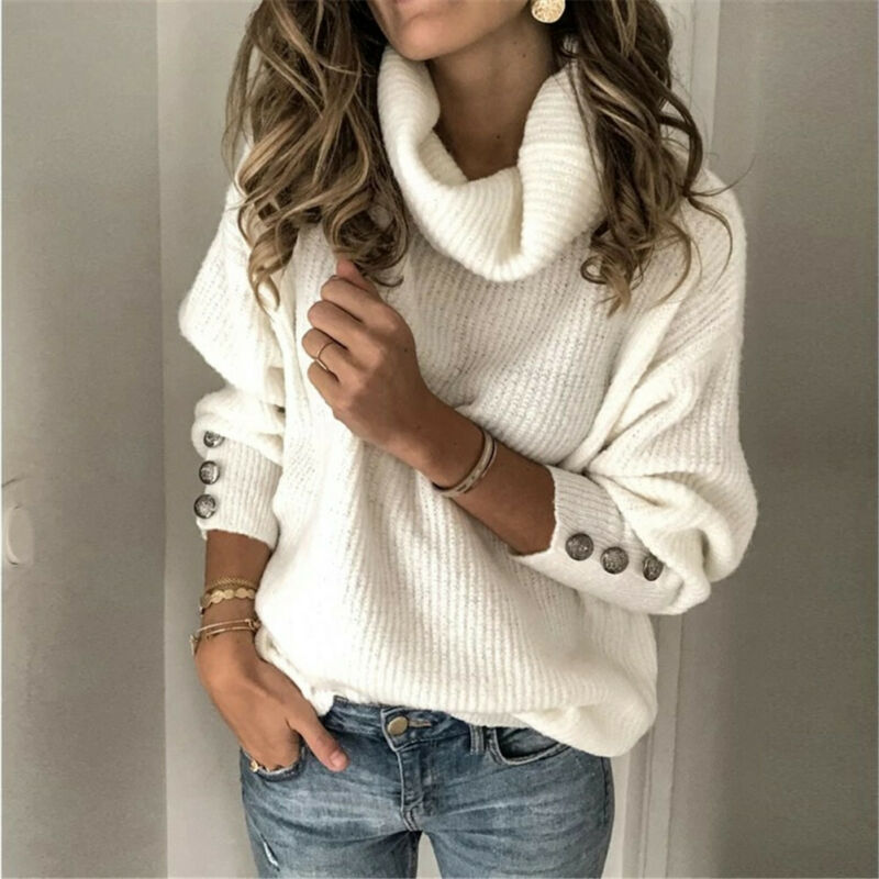 Plus Size Women's Winter Long Sleeve Sweater Autumn Sweat Turtleneck Fashion New Ladies Jumper Pullover Tops