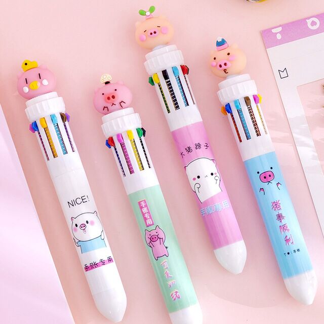 10 Colors Ballpoint Pen Kawaii Stationery Cute Pens