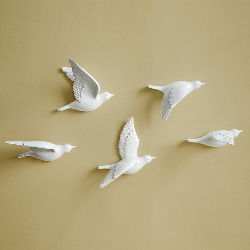 Resin Birds Creative For Wall 3d Sticker Living Room Animal Figurine Wall Murals tv Wall Background Decorative Home Decor Birds