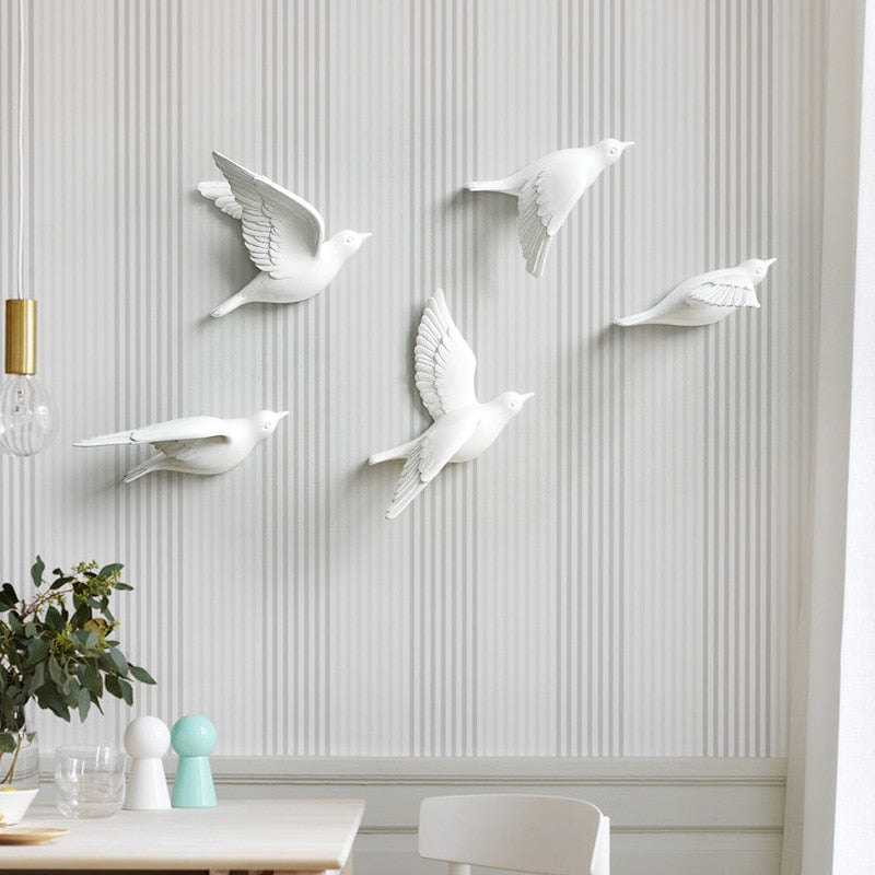 Resin Birds Creative For Wall 3d Sticker Living Room Animal Figurine Wall Murals tv Wall Background Decorative Home Decor Birds