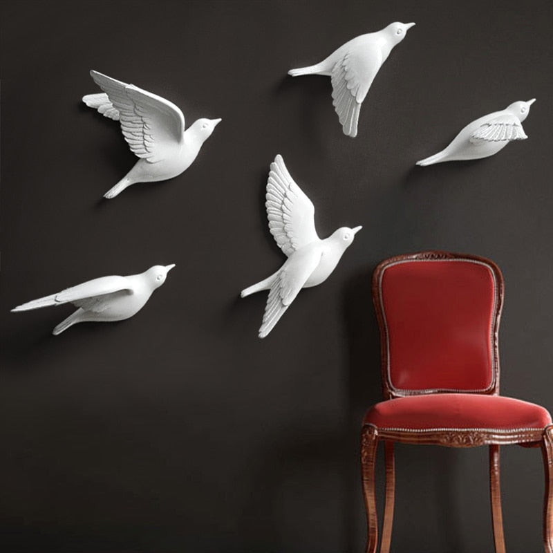 Resin Birds Creative For Wall 3d Sticker Living Room Animal Figurine Wall Murals tv Wall Background Decorative Home Decor Birds