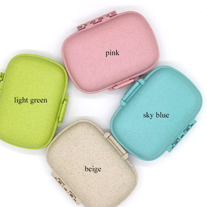 8 grids organizer container for tablets travel pill box with Seal ring Small box for tablets Wheat straw container for medicines