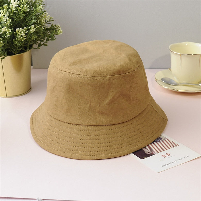 New Unisex Cotton Bucket Hats Women Summer Sunscreen Panama Hat Men Pure Color Sunbonnet Fedoras Outdoor Fisherman Hat Beach Cap