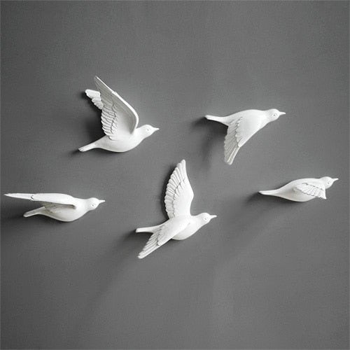 Resin Birds Creative For Wall 3d Sticker Living Room Animal Figurine Wall Murals tv Wall Background Decorative Home Decor Birds