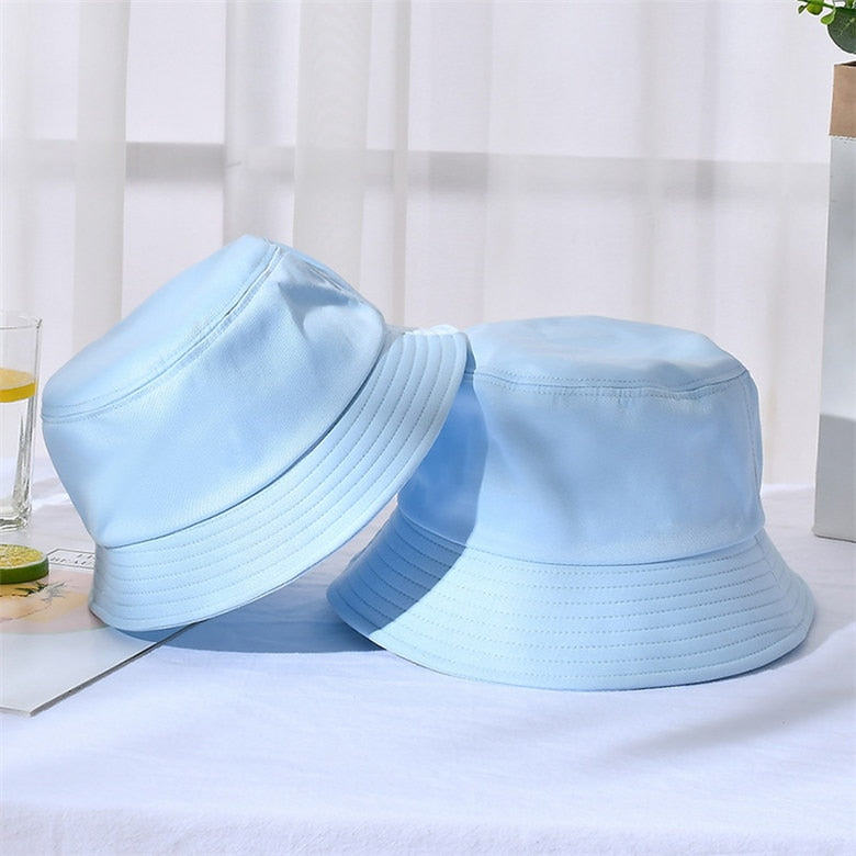 New Unisex Cotton Bucket Hats Women Summer Sunscreen Panama Hat Men Pure Color Sunbonnet Fedoras Outdoor Fisherman Hat Beach Cap