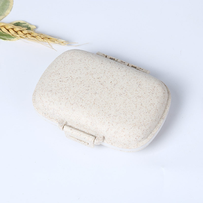 8 grids organizer container for tablets travel pill box with Seal ring Small box for tablets Wheat straw container for medicines