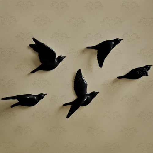 Resin Birds Creative For Wall 3d Sticker Living Room Animal Figurine Wall Murals tv Wall Background Decorative Home Decor Birds