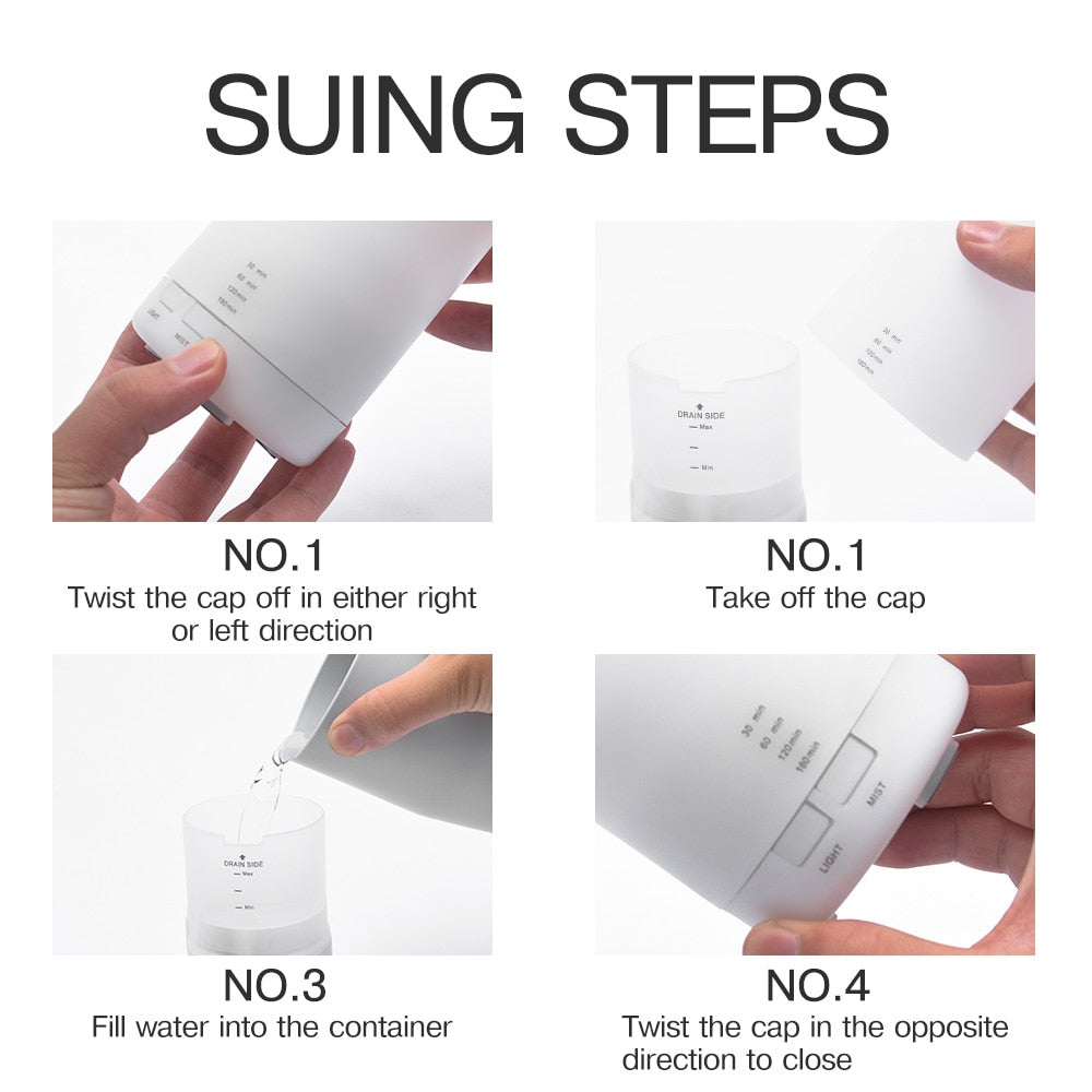 USB Humidifier Ultrasonic Aroma Diffuser Essential Oil Electric Air Purifier Difusor Grain Lamp Aromatherapy For Office Or Home