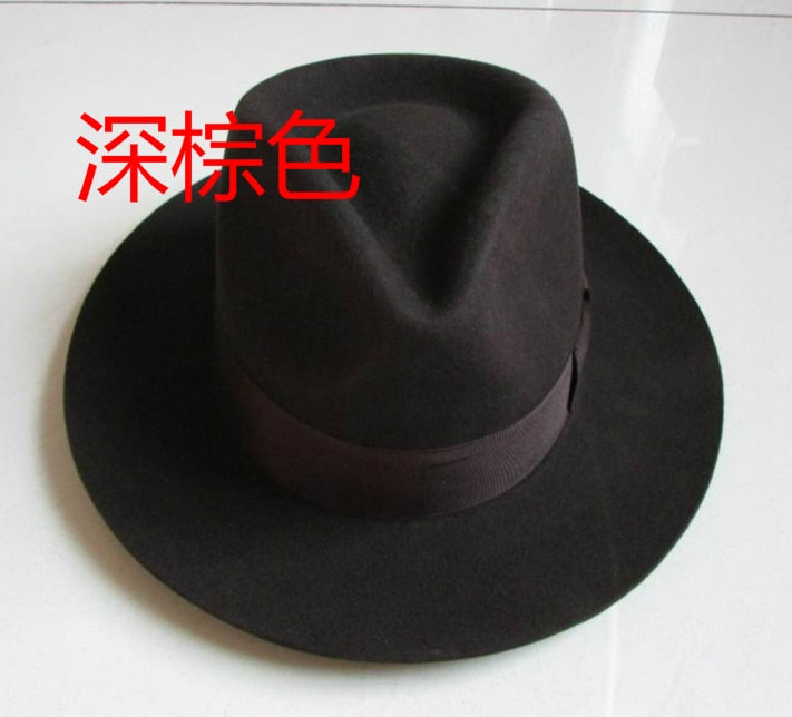 Wool Fedora Hat Unisex Felt Fedoras Hats Adult Fashion Trilby Hats Popular Headwear Wool Fedora Trilby Hats Man's Cap B-8130