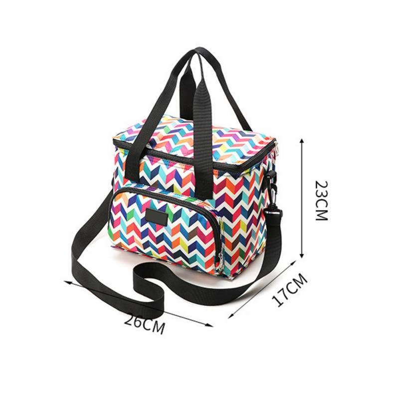 New Oxford Double Layer Cooler Lunch Bag Printed Insulated Thermal Food Picnic Handbag Portable Shoulder Lunch Box Tote