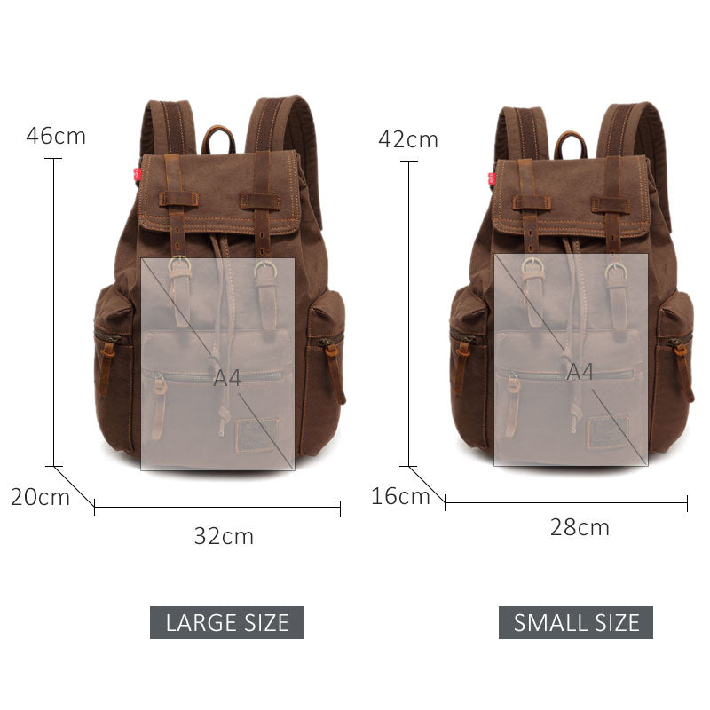 Scione Vintage Travel Backpacks Men Fashion Canvas School Laptop Drawstring Bagpack Large Capacity Retro Teenager Shoulder Bags