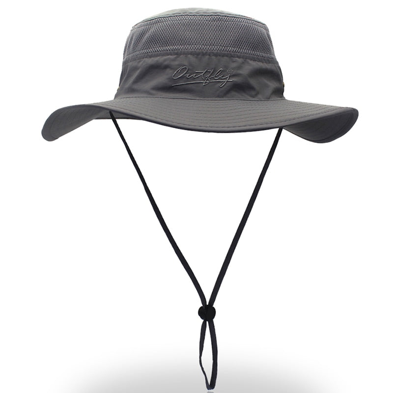 Summer Boonie Bucket Hats For men's Fisherman Widthwise Brim Sunhat Fishing Breathable Mesh Quick-drying Fabric Big hat