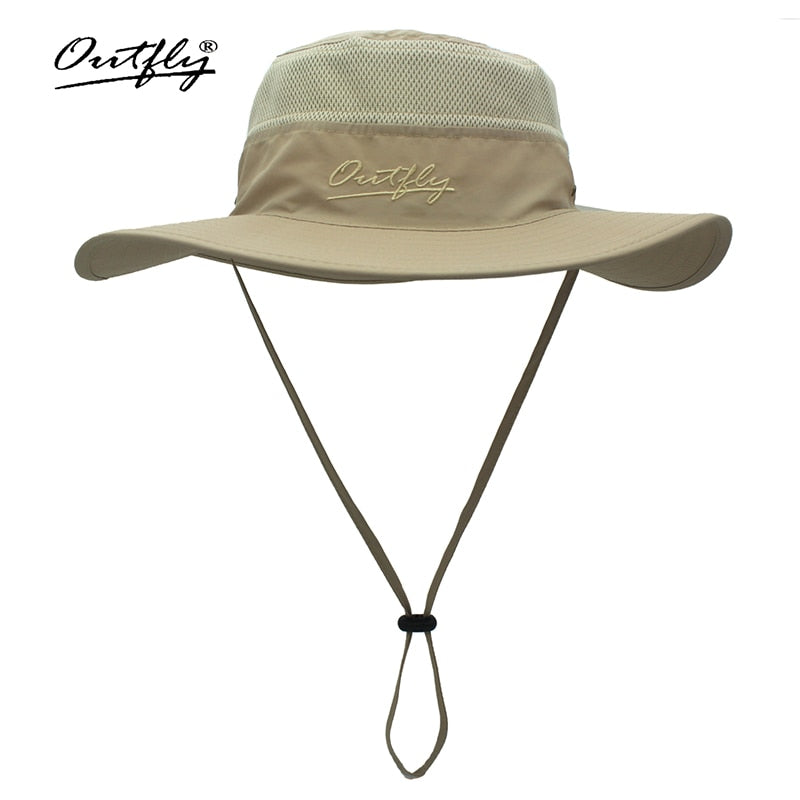Summer Boonie Bucket Hats For men's Fisherman Widthwise Brim Sunhat Fishing Breathable Mesh Quick-drying Fabric Big hat
