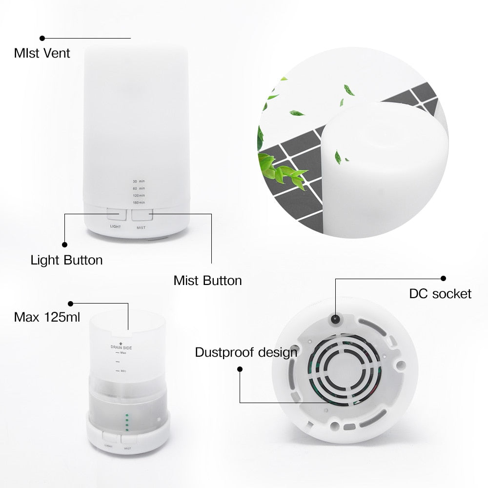 USB Humidifier Ultrasonic Aroma Diffuser Essential Oil Electric Air Purifier Difusor Grain Lamp Aromatherapy For Office Or Home