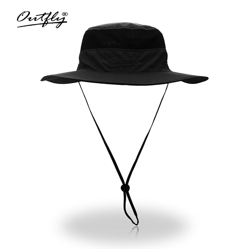 Summer Boonie Bucket Hats For men's Fisherman Widthwise Brim Sunhat Fishing Breathable Mesh Quick-drying Fabric Big hat