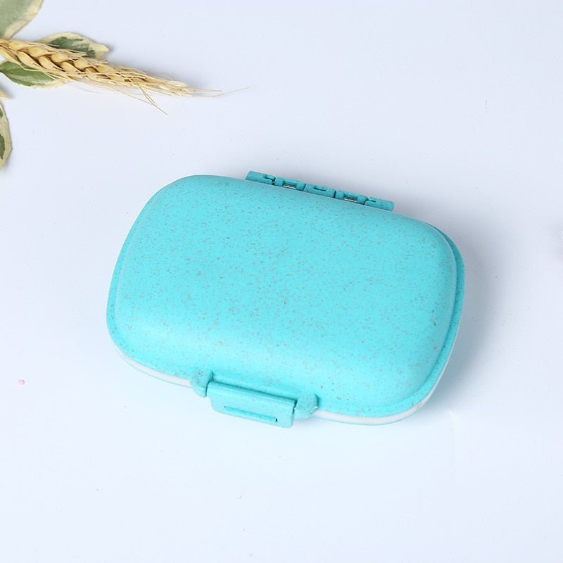 8 grids organizer container for tablets travel pill box with Seal ring Small box for tablets Wheat straw container for medicines