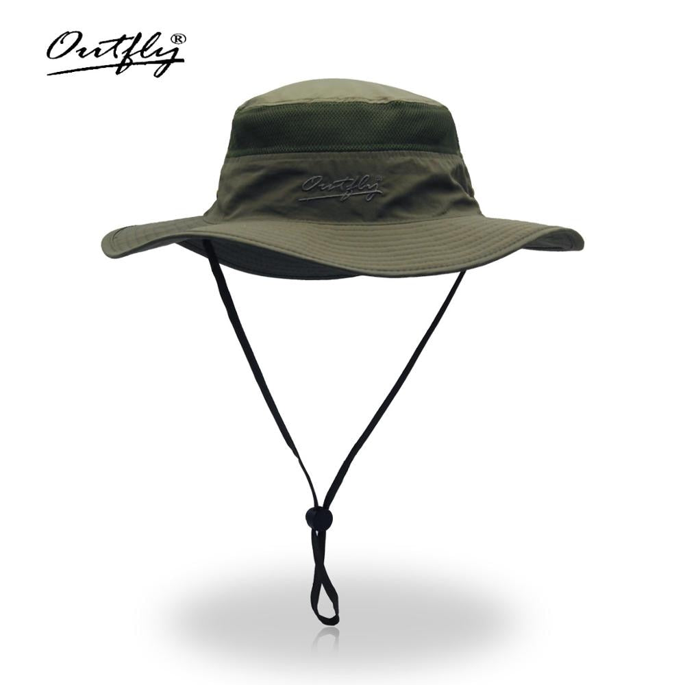 Summer Boonie Bucket Hats For men's Fisherman Widthwise Brim Sunhat Fishing Breathable Mesh Quick-drying Fabric Big hat
