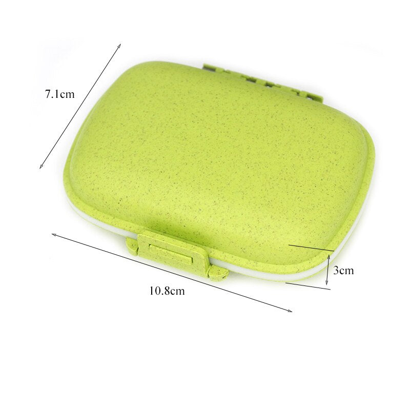 8 grids organizer container for tablets travel pill box with Seal ring Small box for tablets Wheat straw container for medicines