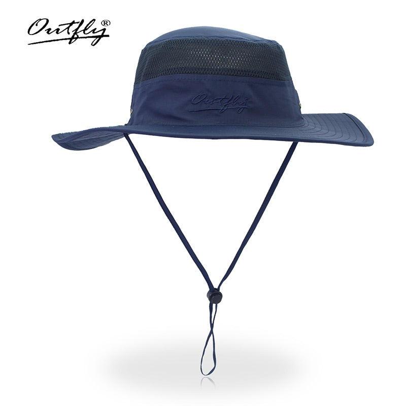 Summer Boonie Bucket Hats For men's Fisherman Widthwise Brim Sunhat Fishing Breathable Mesh Quick-drying Fabric Big hat