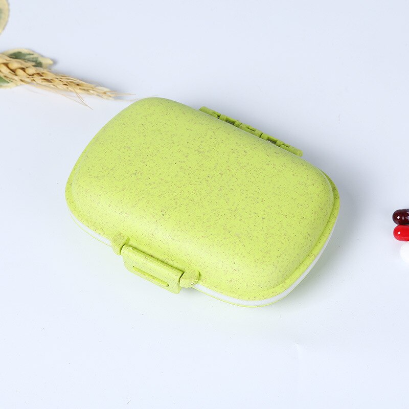 8 grids organizer container for tablets travel pill box with Seal ring Small box for tablets Wheat straw container for medicines