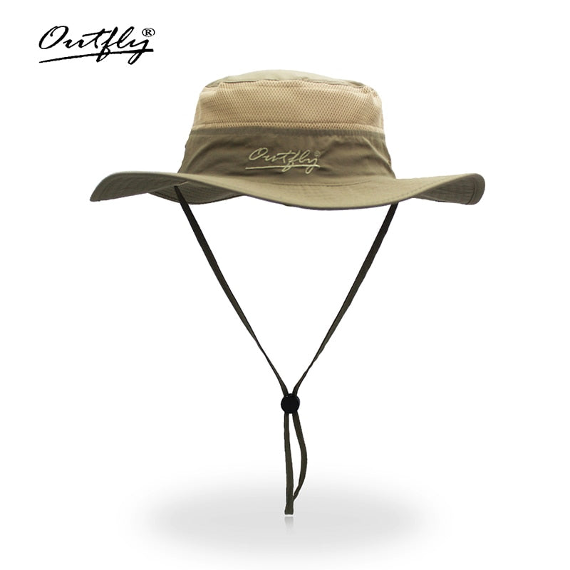 Summer Boonie Bucket Hats For men's Fisherman Widthwise Brim Sunhat Fishing Breathable Mesh Quick-drying Fabric Big hat
