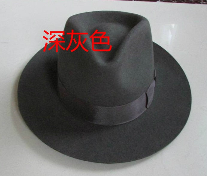 Wool Fedora Hat Unisex Felt Fedoras Hats Adult Fashion Trilby Hats Popular Headwear Wool Fedora Trilby Hats Man's Cap B-8130