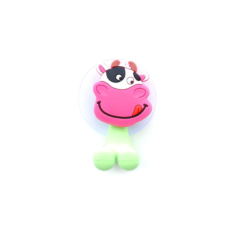 Cartoon Animal Toothbrush Holder Wall Mounted Antibacterial Tooth brush Storage Rack With Suction Cup Bathroom Organizer