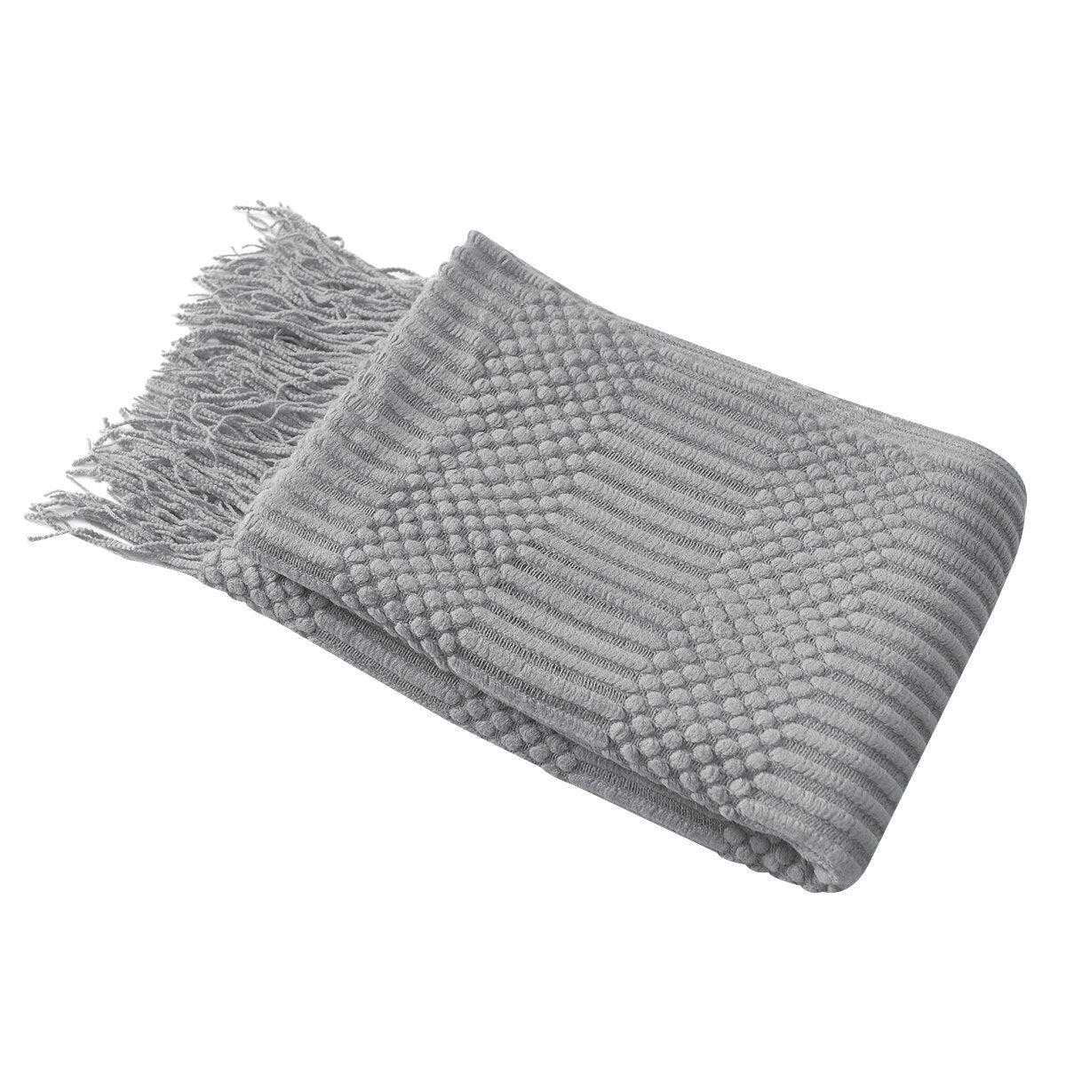 Nordic Knitted Blanket Bed Sofa Throw Blanket With Tassels Solid Colour Leisure Shawl Blanket Travel Air Conditioning Blankets