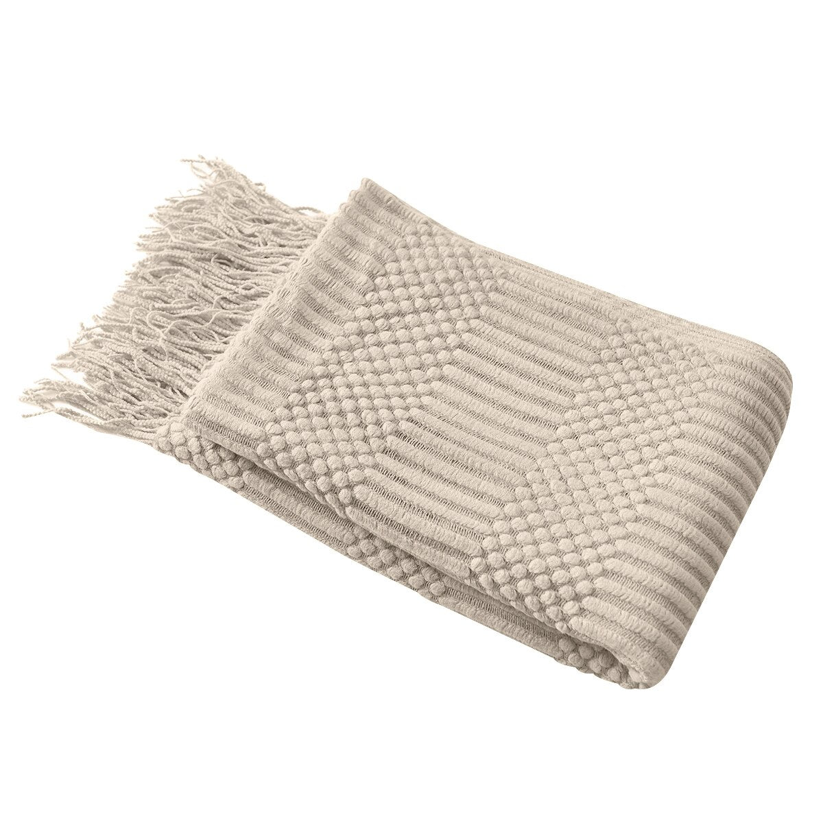 Nordic Knitted Blanket Bed Sofa Throw Blanket With Tassels Solid Colour Leisure Shawl Blanket Travel Air Conditioning Blankets