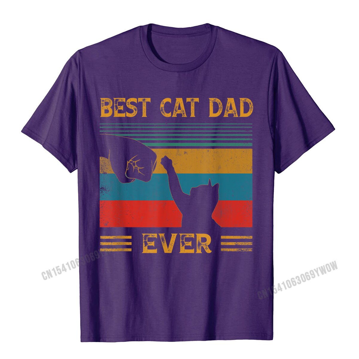 Mens Vintage Best Cat Dad Ever Bump Cat Lover T-Shirt Camisas Men T Shirt Design New Coming Cotton Tops Shirt Letter For Boys