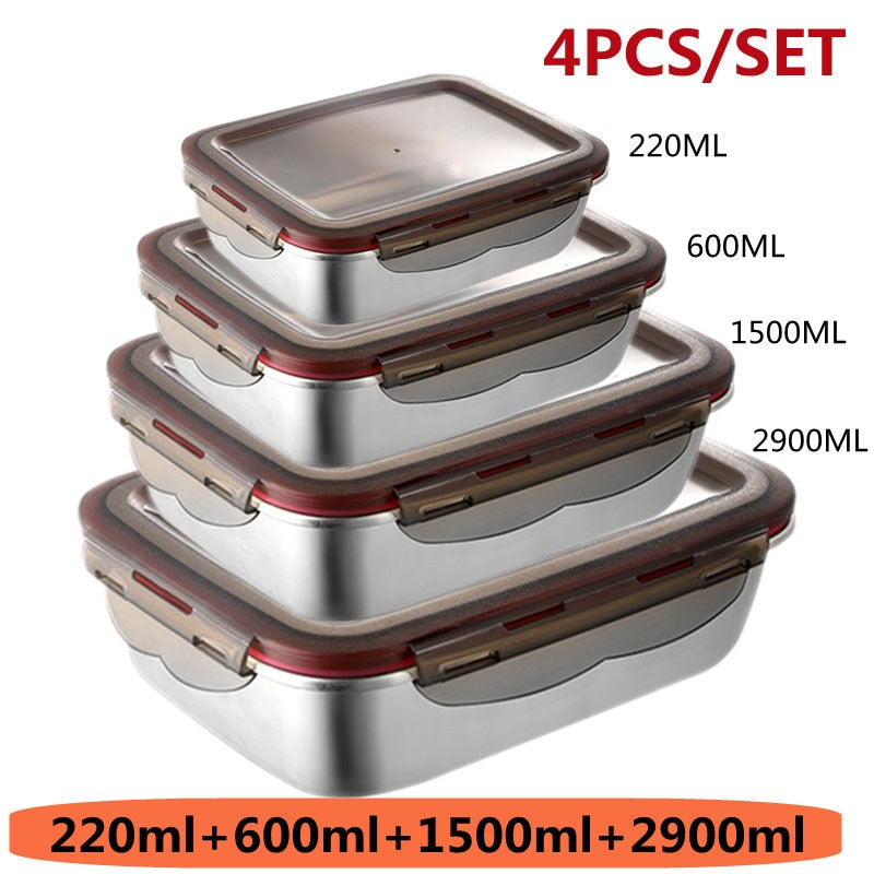304 Stainless Steel Lunch Box Travel Leakproof Bowls Home Containers Microwave Heating Lunchboxs Big Capacity Food Lunchbox