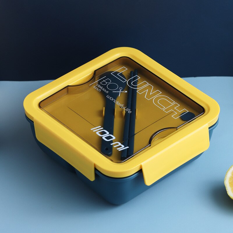 850ml/1100ml Portable Lunch Box Food Container Microwave Oven Lunch Bento Boxes Lunchbox With Cutlery Sets